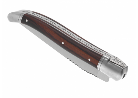 Laguiole knife with violet wood handle and 2 stainless steel bolsters image 7