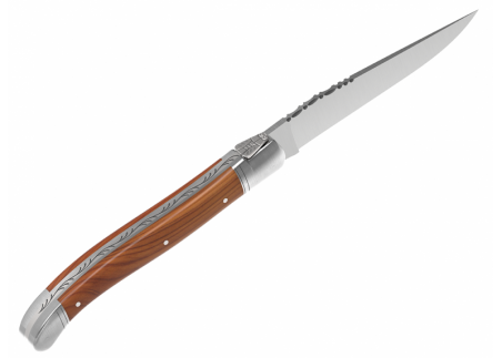 Couteau Laguiole avec un manche en bois d'If et 2 mitres en acier inoxydable image 3