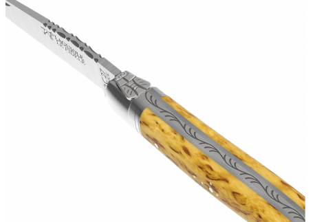 Couteau Laguiole avec un manche en bois de bouleau et 1 mitre en acier inoxydable image 1