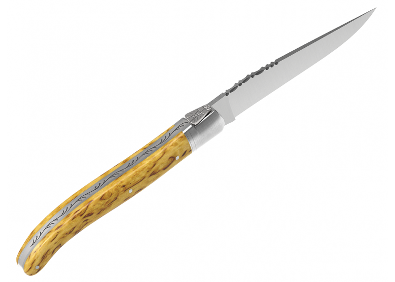 Couteau Laguiole avec un manche en bois de bouleau et 1 mitre en acier inoxydable image 3