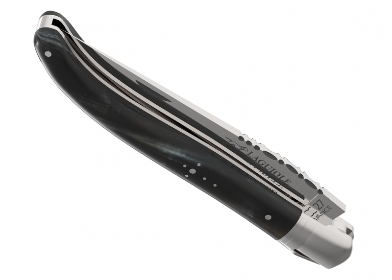 Couteau Laguiole avec un manche en corne brune et 1 mitre en acier inoxydable image 4