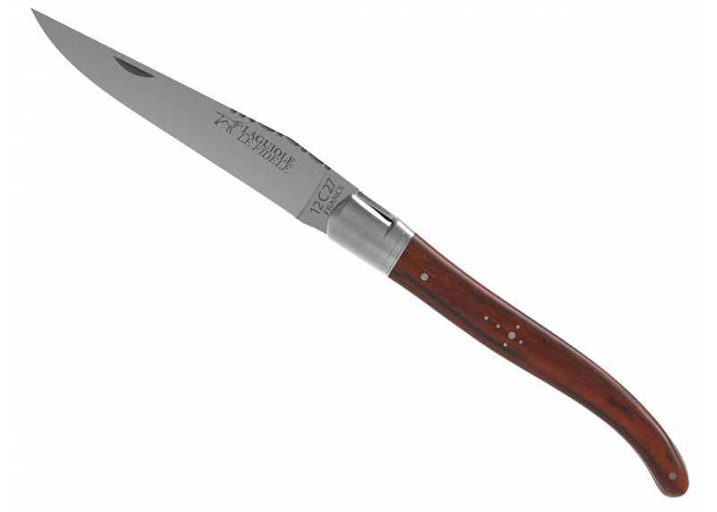 Laguiole knife with cocobolo wood handle and 1 stainless steel bolster image 3