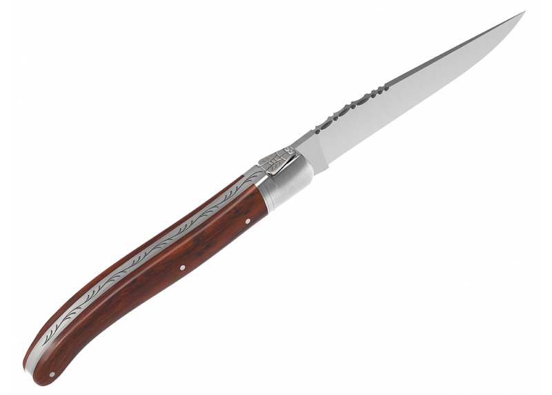 Laguiole knife with cocobolo wood handle and 1 stainless steel bolster image 4