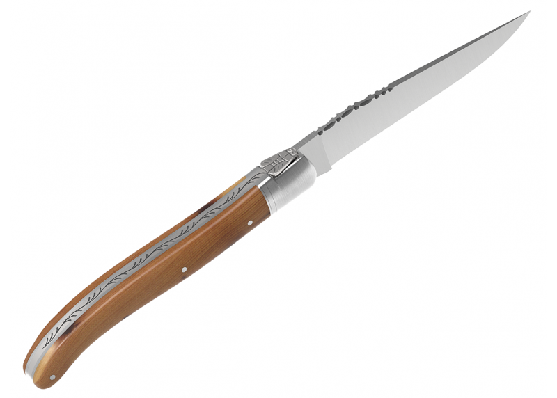 Laguiole knife with juniper wood handle and 1 stainless steel bolster image 4