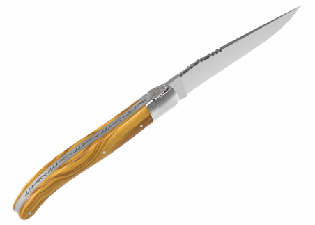 Couteau Laguiole avec un manche en bois d'olivier et 1 mitre en acier inoxydable image 3