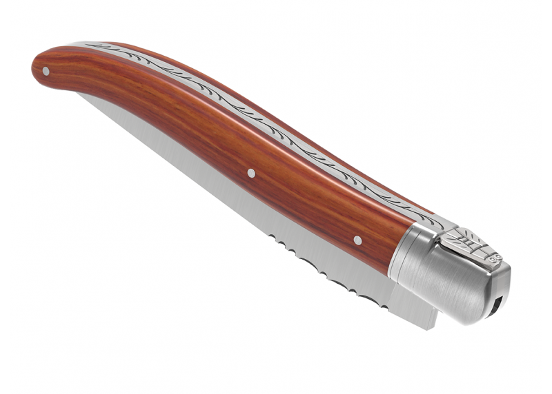 Couteau Laguiole avec un manche en bois de rose et 1 mitre en acier inoxydable image 6