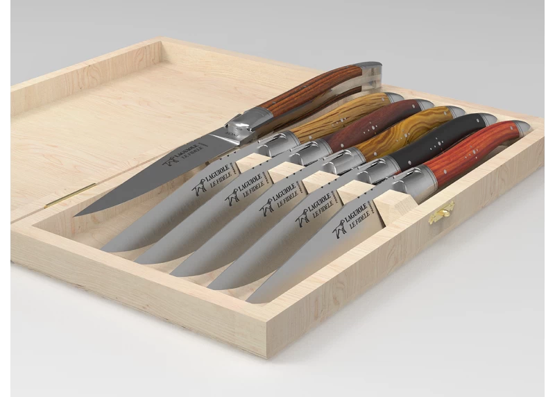 Laguiole knives set, 6 different wood image 2