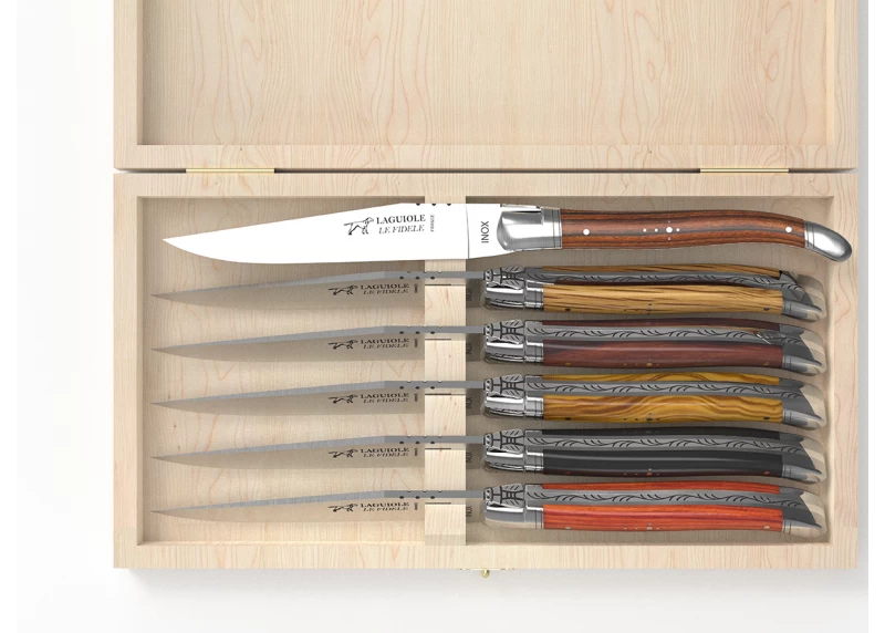 Laguiole knives set, 6 different wood image 3