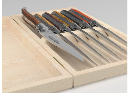 Coffret de 6 couteaux Laguiole - Manches avec 6 bois différents image 5