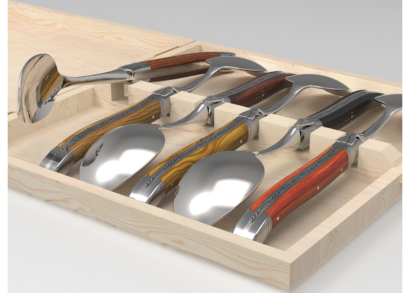 Service de 6 grandes cuillères Laguiole - Manches avec 6 bois différents image 1