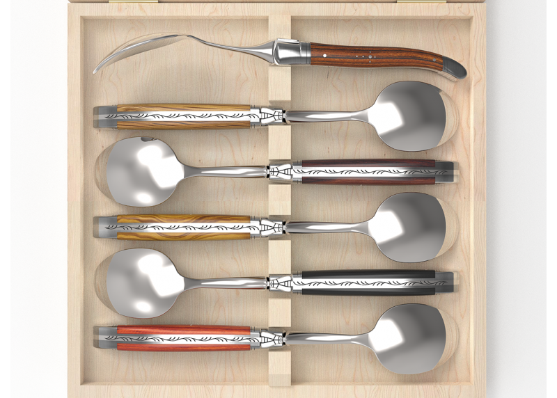 Set of 6 laguiole spoons, 6 different wood image 3