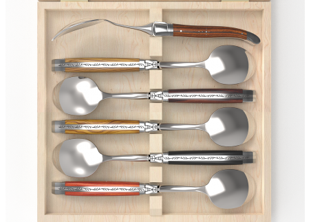 Service de 6 petites cuillères Laguiole - Manches avec 6 bois différents image 3