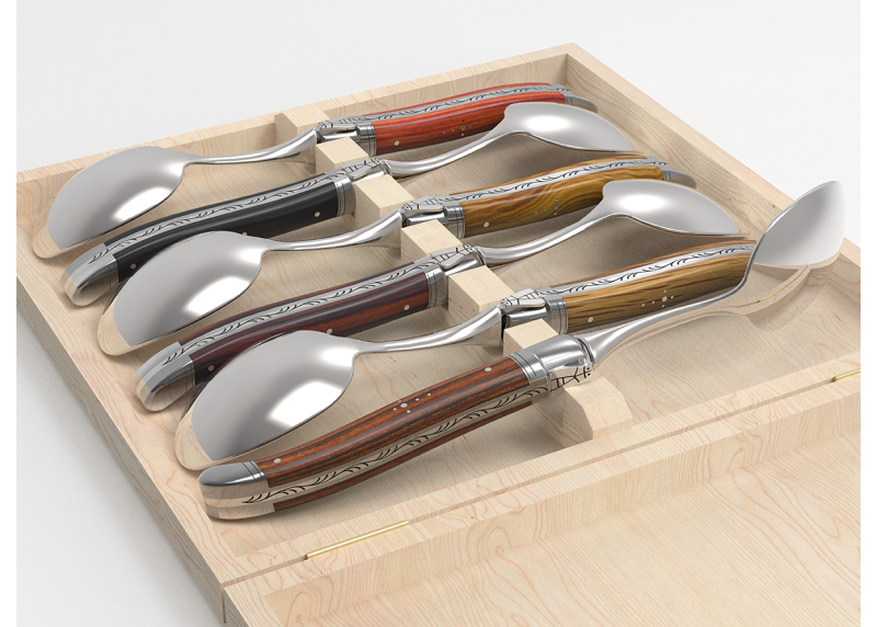 Service de 6 petites cuillères Laguiole - Manches avec 6 bois différents image 4