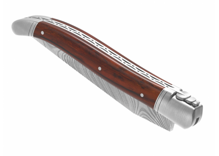 Laguiole knife Damascus edition with cocobolo wood handle and 2 stainless steel bolsters image 8