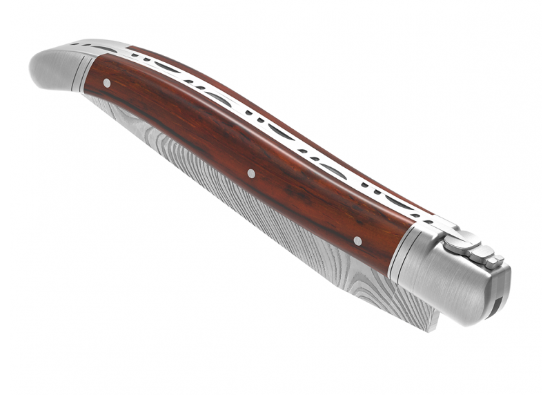 Laguiole knife Damascus edition with cocobolo wood handle and 2 stainless steel bolsters image 16