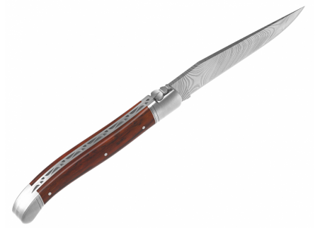 Laguiole knife Damascus edition with cocobolo wood handle and 2 stainless steel bolsters image 21