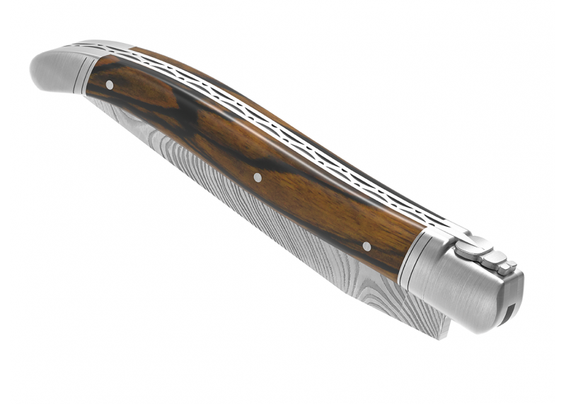 Couteau Laguiole collection damas avec un manche en bois d'ébène royal et 2 mitres en acier inoxydable image 7