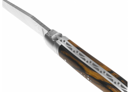 Couteau Laguiole collection damas avec un manche en bois d'ébène royal et 2 mitres en acier inoxydable image 18