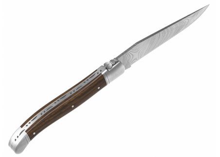 Laguiole knife Damascus edition with walnut wood handle and 2 stainless steel bolsters image 13