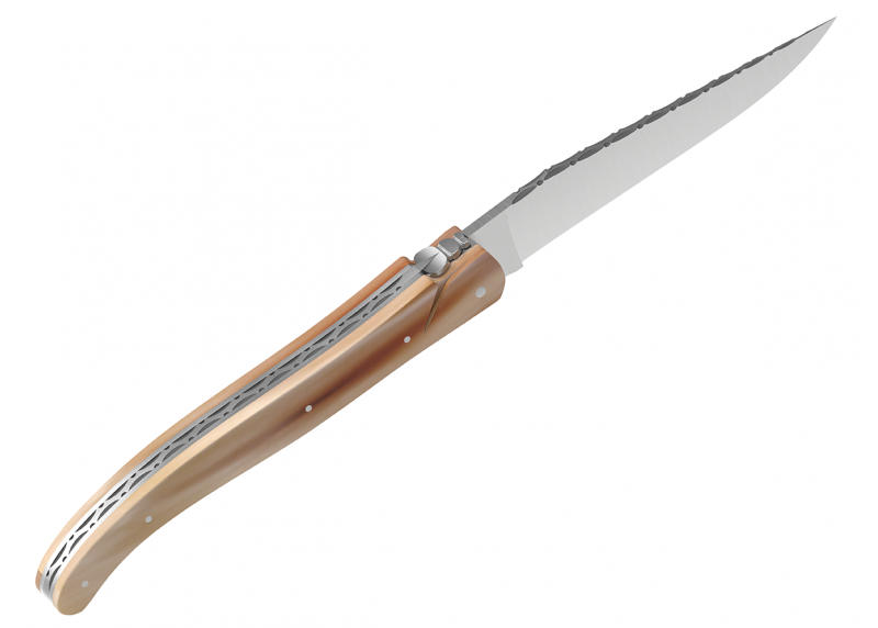 Couteau Laguiole plein manche en pointe de corne blonde image 3
