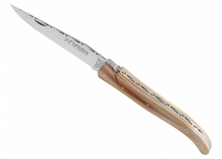 Couteau Laguiole plein manche en pointe de corne blonde image 14