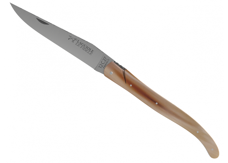 Couteau Laguiole plein manche en pointe de corne blonde image 16