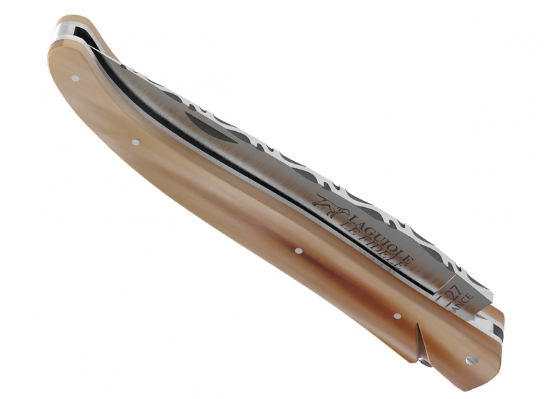 Couteau Laguiole plein manche en pointe de corne blonde image 18