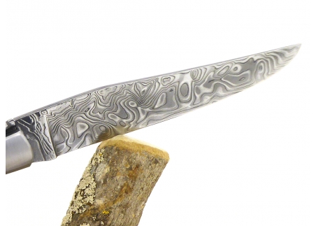 Forged and Guilloched/Chiseled Laguiole, Damascus Steel Blade, Handle Made Off Fossilised Tiger Coral image 6