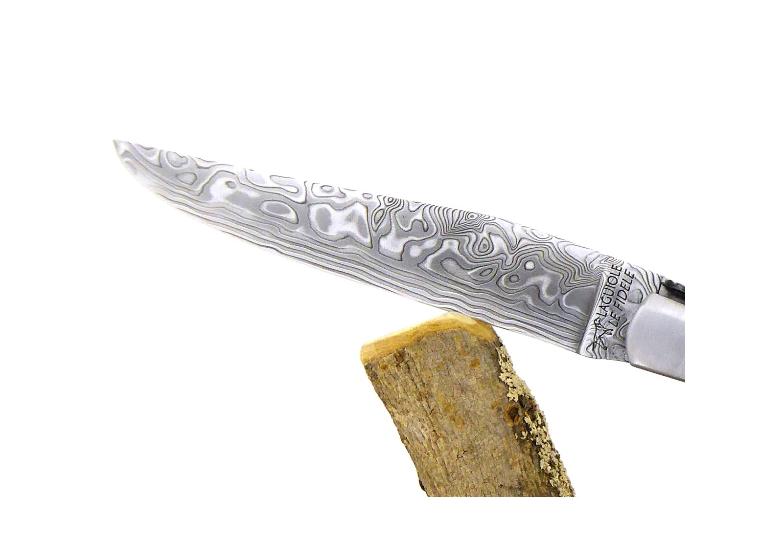 Forged and Guilloched/Chiseled Laguiole, Damascus Steel Blade, Handle Made Off Fossilised Tiger Coral image 11