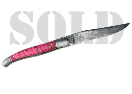 Sold - Forged Laguiole, Pink Handle Made Off Mammoth, Tooth Molar image 16