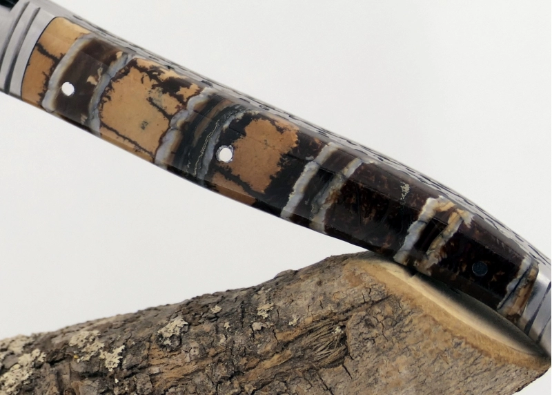 Forged Laguiole, Handle Made Off gold and black tinted MammothTooth Molar image 16