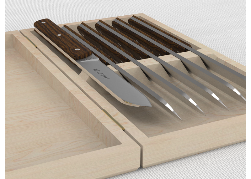 Set of 6 laguiole steak knives with walnut wood handle and stainless steel blade image 6