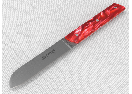 Set of 6 laguiole steak knives with Red Madreperlato handle and stainless steel blade image 8