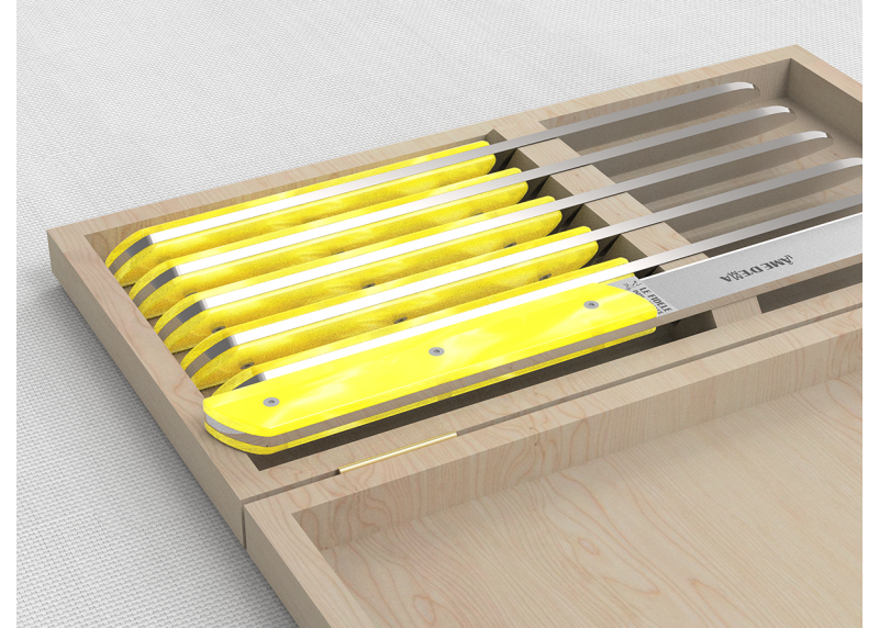 Service de 6 couteaux de table avec un manche en Madreperlato Jaune et lame en acier inoxydable image 4