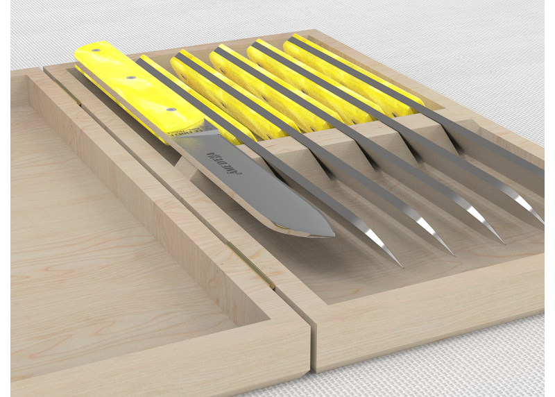 Service de 6 couteaux de table avec un manche en Madreperlato Jaune et lame en acier inoxydable image 5