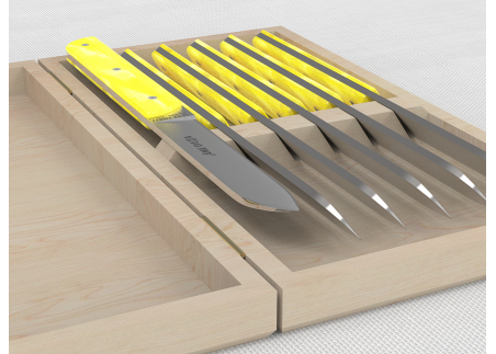 Service de 6 couteaux de table avec un manche en Madreperlato Jaune et lame en acier inoxydable image 5