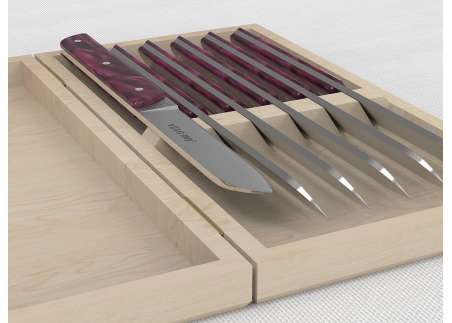 Set of 6 laguiole steak knives with Purple Madreperlato handle and stainless steel blade image 6