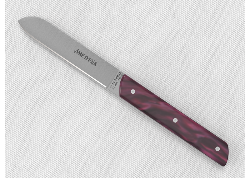 Set of 6 laguiole steak knives with Purple Madreperlato handle and stainless steel blade image 7