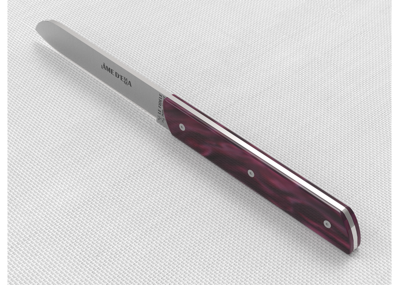 Set of 6 laguiole steak knives with Purple Madreperlato handle and stainless steel blade image 9