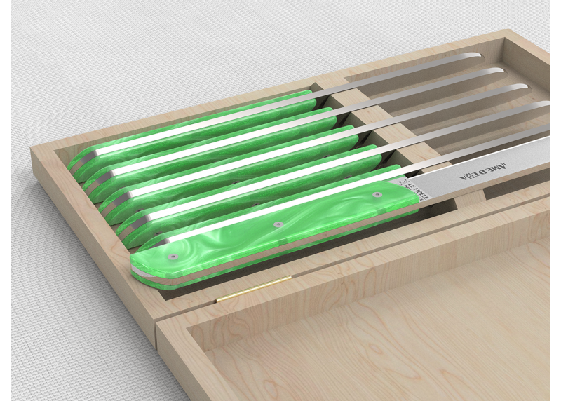Service de 6 couteaux de table avec un manche en Madreperlato Vert Clair et lame en acier inoxydable image 4