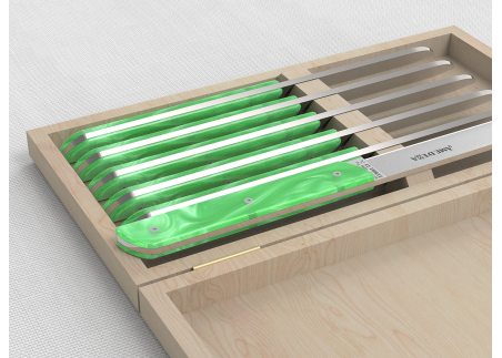 Service de 6 couteaux de table avec un manche en Madreperlato Vert Clair et lame en acier inoxydable image 4