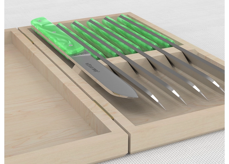 Service de 6 couteaux de table avec un manche en Madreperlato Vert Clair et lame en acier inoxydable image 5