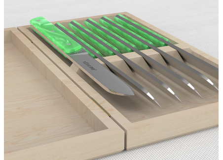 Service de 6 couteaux de table avec un manche en Madreperlato Vert Clair et lame en acier inoxydable image 5