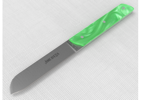 Set of 6 laguiole steak knives with Light Green Madreperlato handle and stainless steel blade image 8