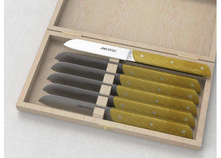 Set of 6 laguiole steak knives with boxwood handle and stainless steel blade image 1