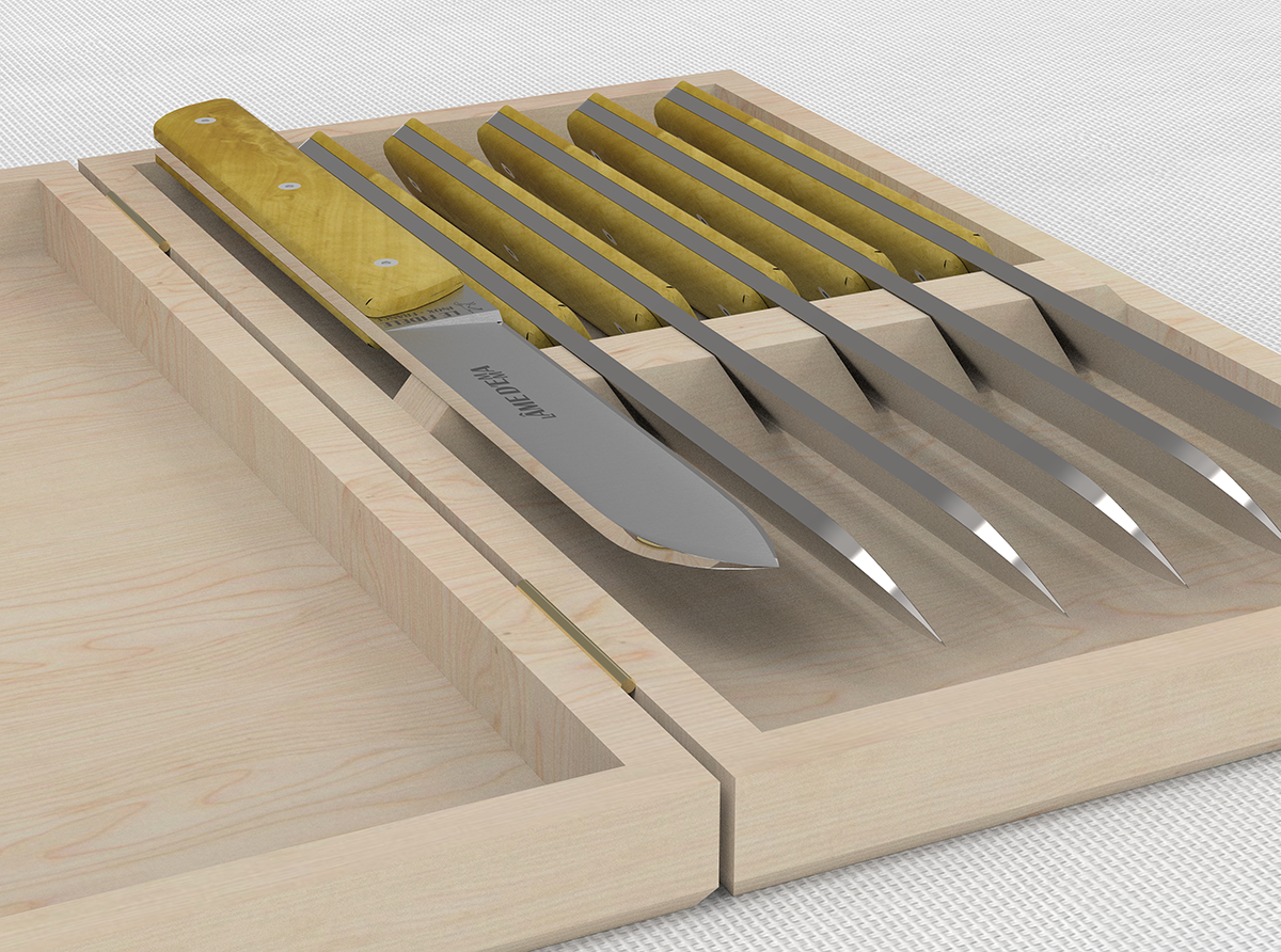 Coffret de 6 couteaux de table en buis pyrogravé – La maison de commerce  LMDC