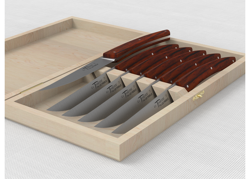 Set of 6 LE THIERS® table steak knives with cocobolo wood handle and stainless steel blade image 2