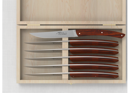 Set of 6 LE THIERS® table steak knives with cocobolo wood handle and stainless steel blade image 3