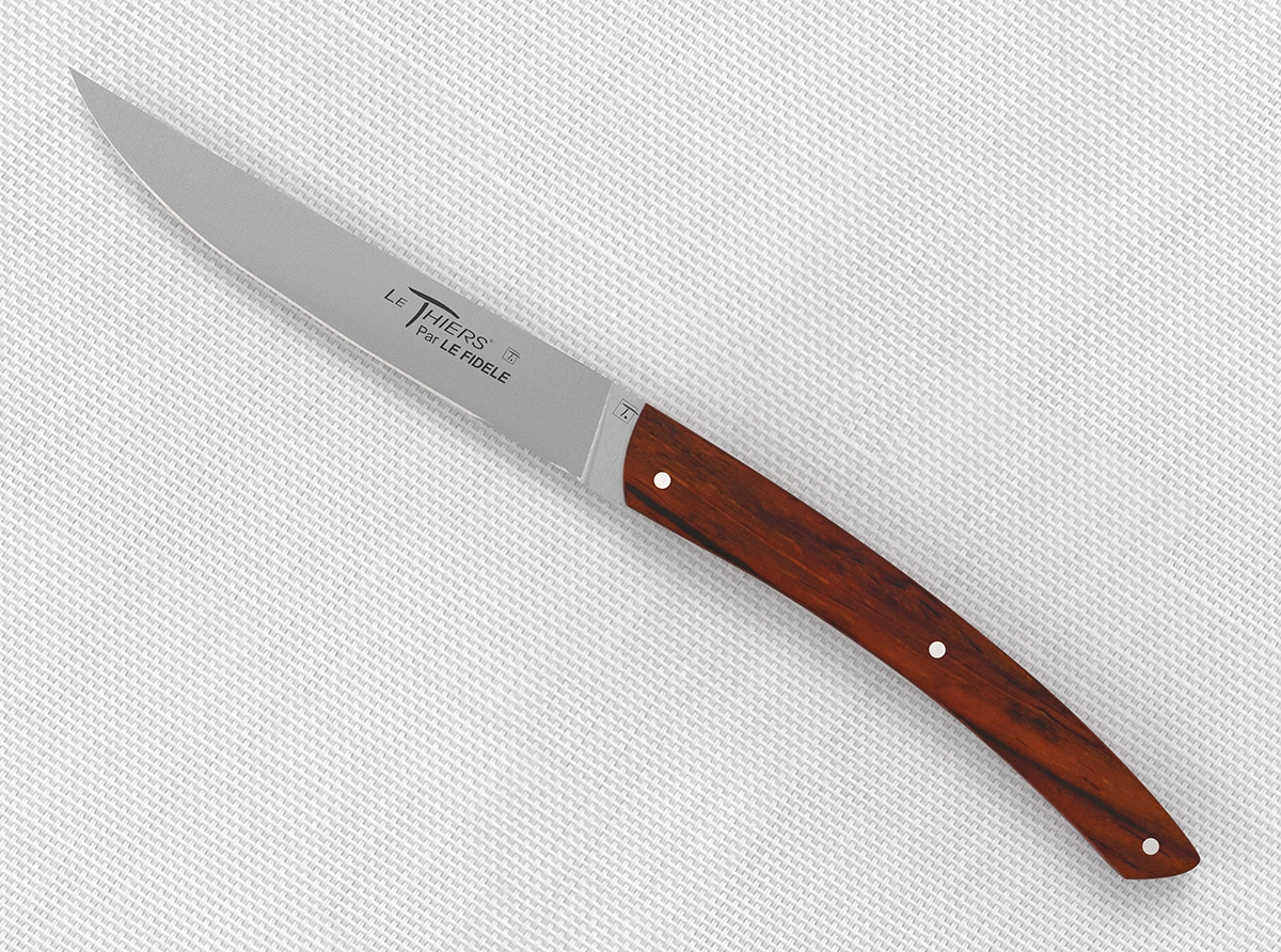 Set of 6 LE THIERS® table steak knives with cocobolo wood handle and  stainless steel blade