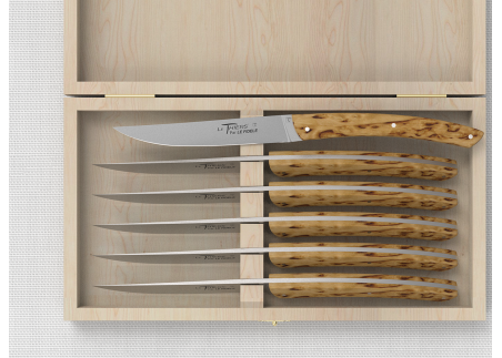 Set of 6 LE THIERS® table steak knives with birch wood handle and stainless steel blade image 3